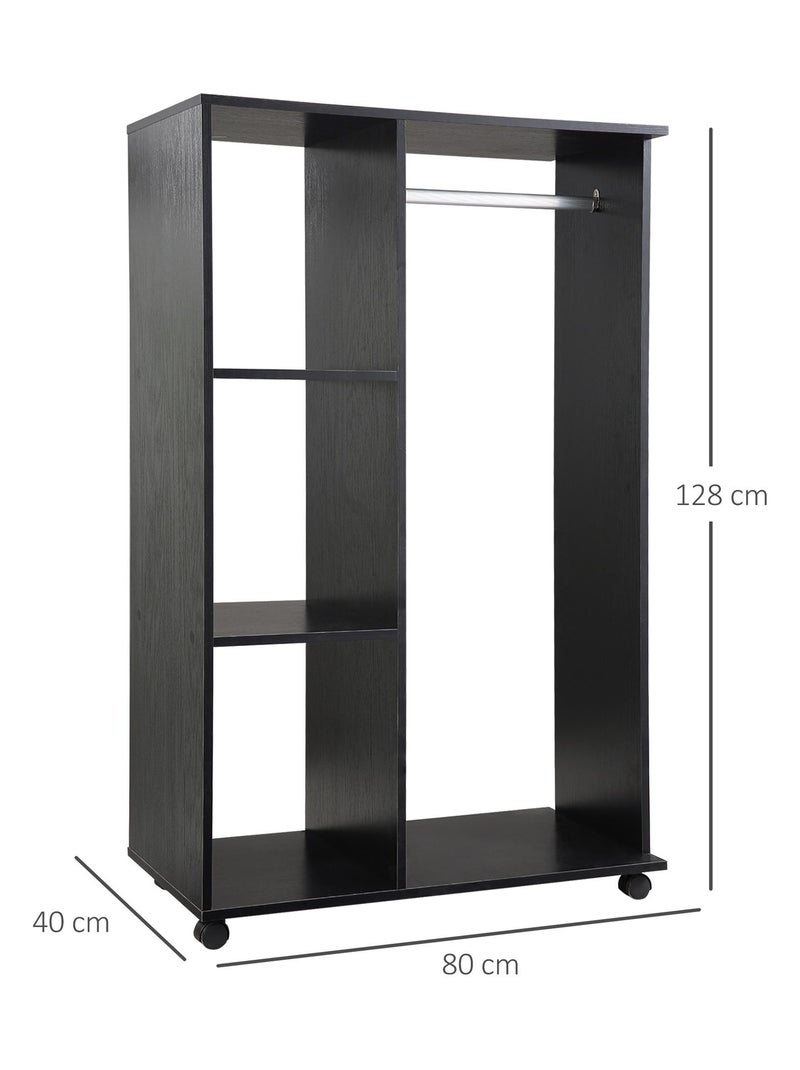 Armoire penderie de rangement sur roulettes 2 étagères noir Noir - Kiabi