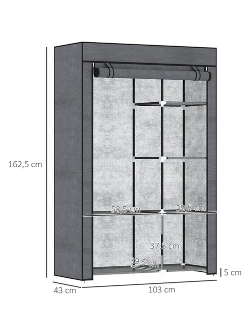 Armoire penderie multi-rangement - 6 étagères, 1 barre - non tissé - Kiabi