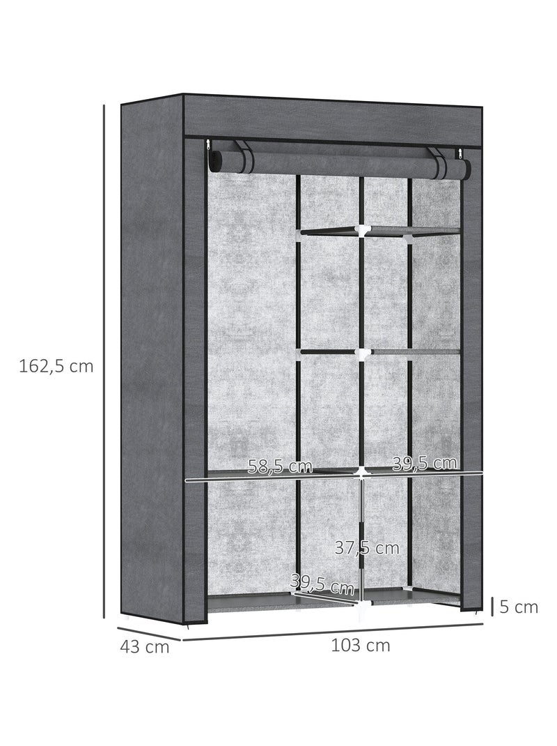 Armoire penderie multi-rangement - 6 étagères, 1 barre - non tissé Gris - Kiabi