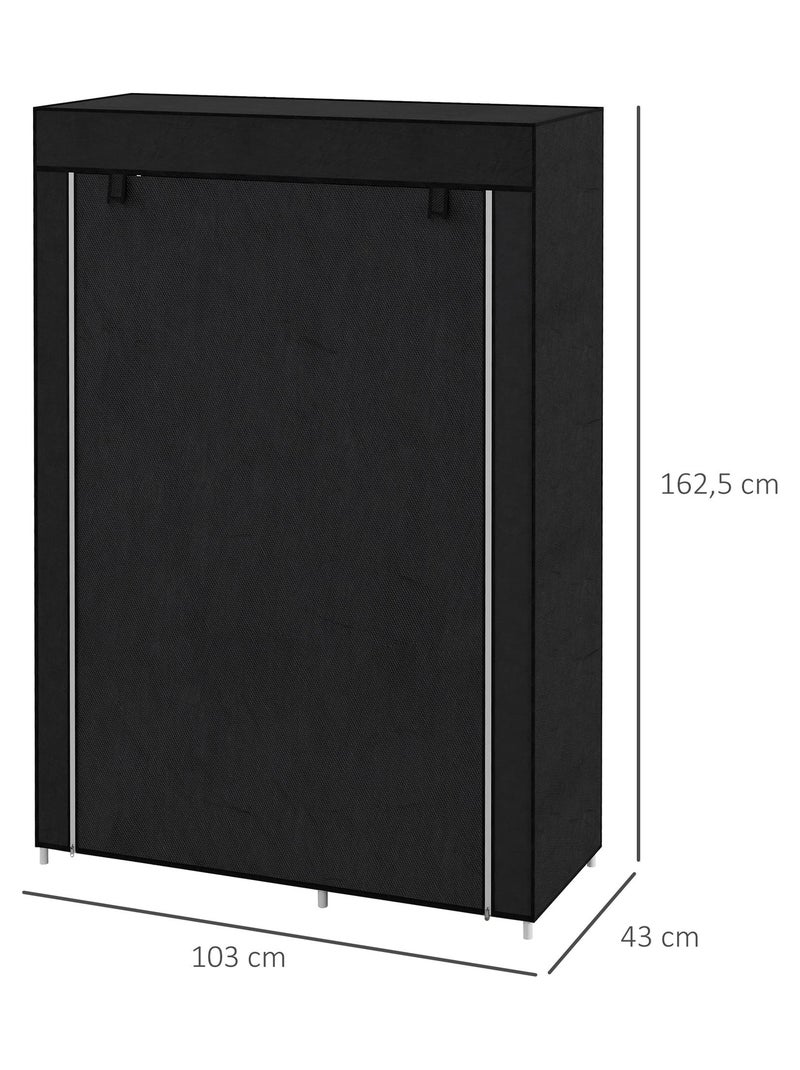Armoire penderie multi-rangement - 6 étagères, 1 barre - non tissé Noir - Kiabi