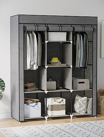 Armoire penderie multi-rangement - 8 étagères, 2 barres - non tissé