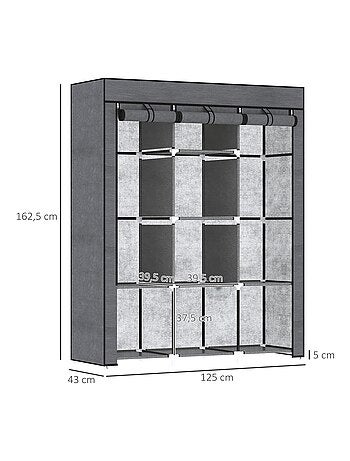 Armoire penderie multi-rangement - 8 étagères, 2 barres - non tissé
