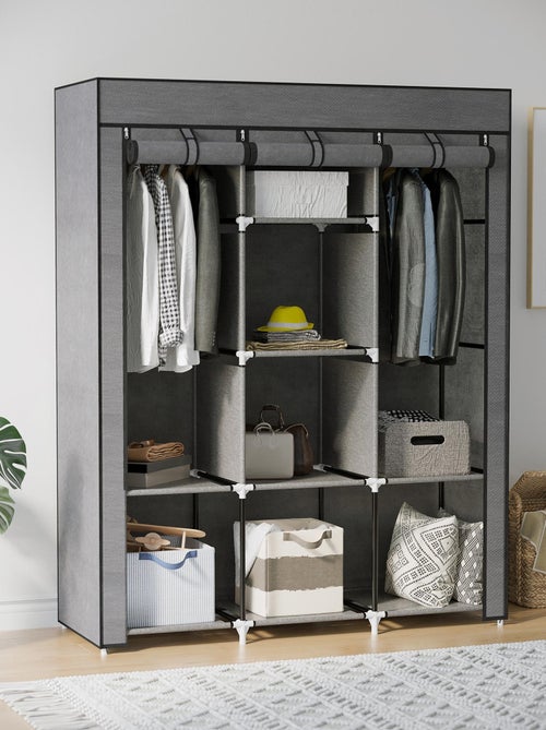 Armoire penderie multi-rangement - 8 étagères, 2 barres - non tissé - Kiabi