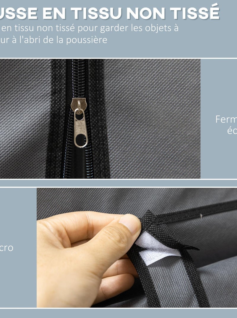 Armoire penderie multi-rangement - 8 étagères, 2 barres - non tissé Gris - Kiabi