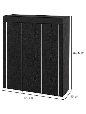 Armoire penderie multi-rangement - 8 étagères, 2 barres - non tissé