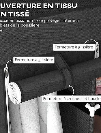 Armoire penderie multi-rangement - 8 étagères, 2 barres - non tissé