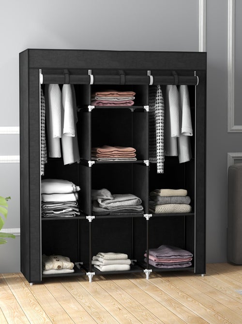 Armoire penderie multi-rangement - 8 étagères, 2 barres - non tissé - Kiabi