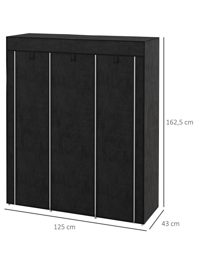 Armoire penderie multi-rangement - 8 étagères, 2 barres - non tissé Noir - Kiabi