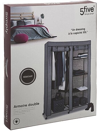 Armoire penderie sur roulettes en métal et tissu