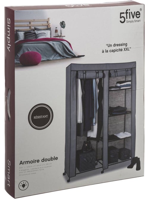 Armoire penderie sur roulettes en métal et tissu - Kiabi