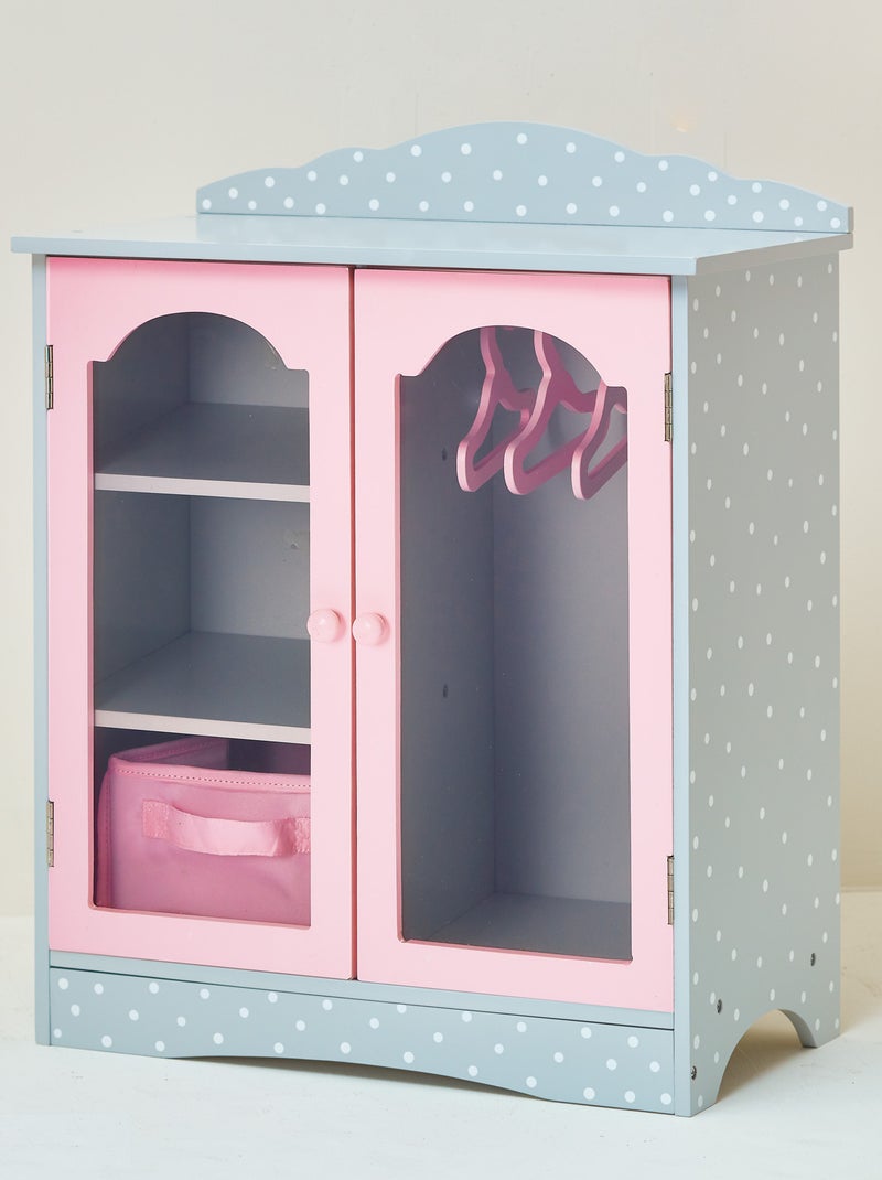 Armoire poupée avec tiroir étagères et cintres Gris - Kiabi