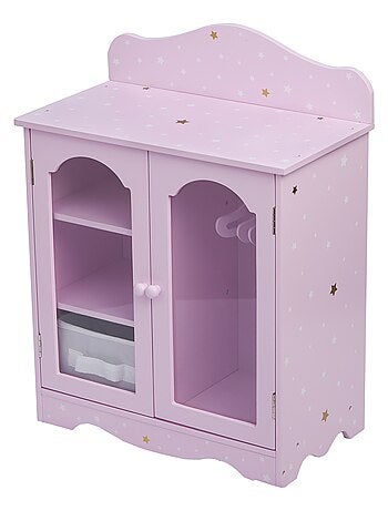 Armoire poupée poupon Twinkle Stars Princess penderie meuble bois jeux TD-0210AP - Kiabi