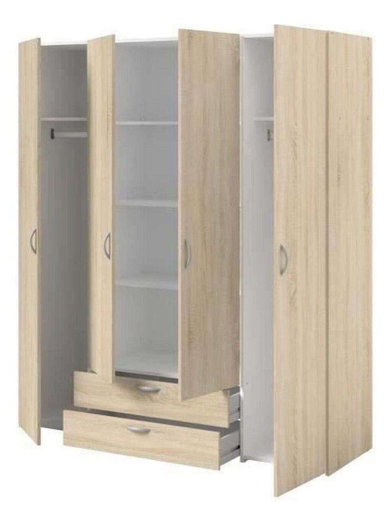 Armoire VARIA - chêne - 4 portes battantes + 2 - Parisot Multicolore - Kiabi