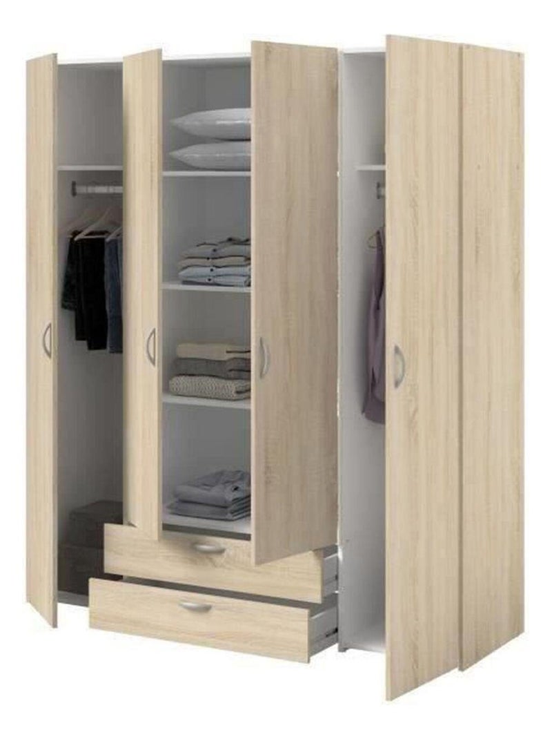 Armoire VARIA - chêne - 4 portes battantes + 2 - Parisot Multicolore - Kiabi