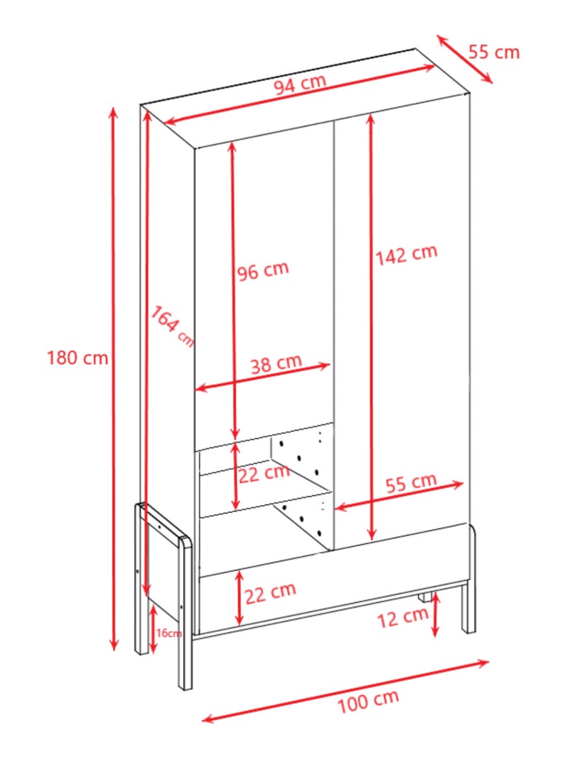 Armoire Victor Blanc Beige - Kiabi