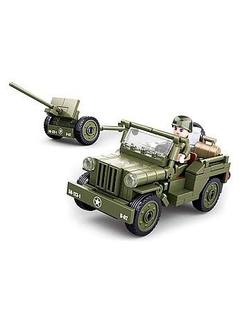 Army WWII - Jeep alliée avec canon anti-aérien