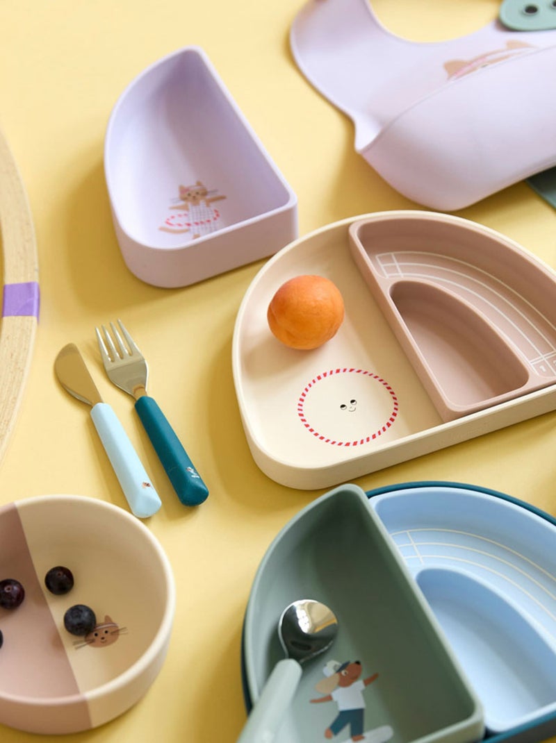 Assiette à compartiments (3pcs) - Tiny Team, Chat Rose - Kiabi