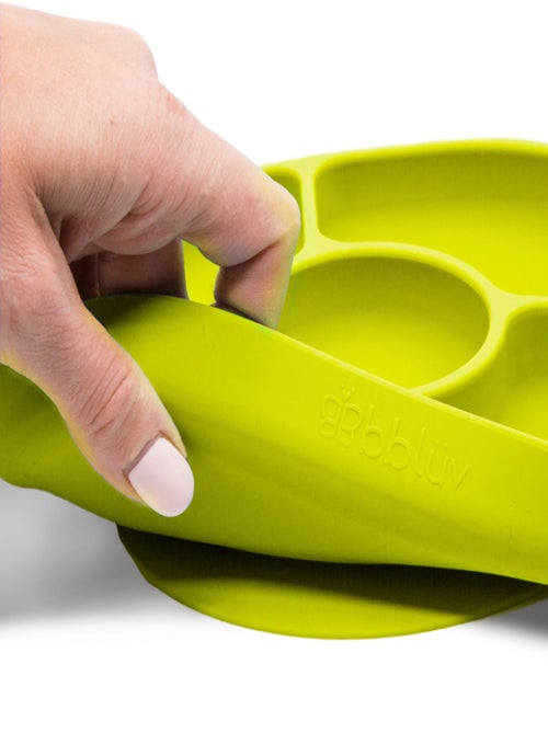 Assiette à compartiments avec ventouse et cuillère Yümi lime - Kiabi