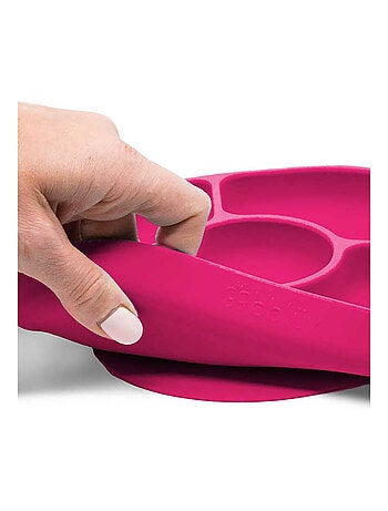 Assiette À Compartiments Avec Ventouse Et Cuillère Yümi Rose