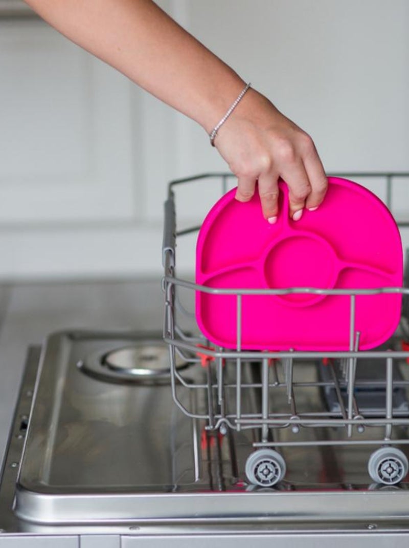 Assiette À Compartiments Avec Ventouse Et Cuillère Yümi Rose Rose - Kiabi