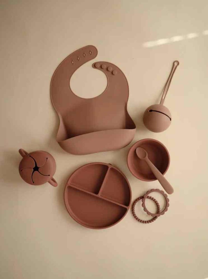 Assiette à compartiments en silicone avec ventouse Woodchuk Marron - Kiabi