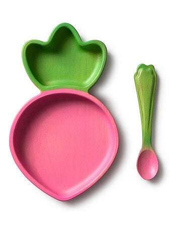 Assiette à compartiments et sa cuillère Ramona le Radis