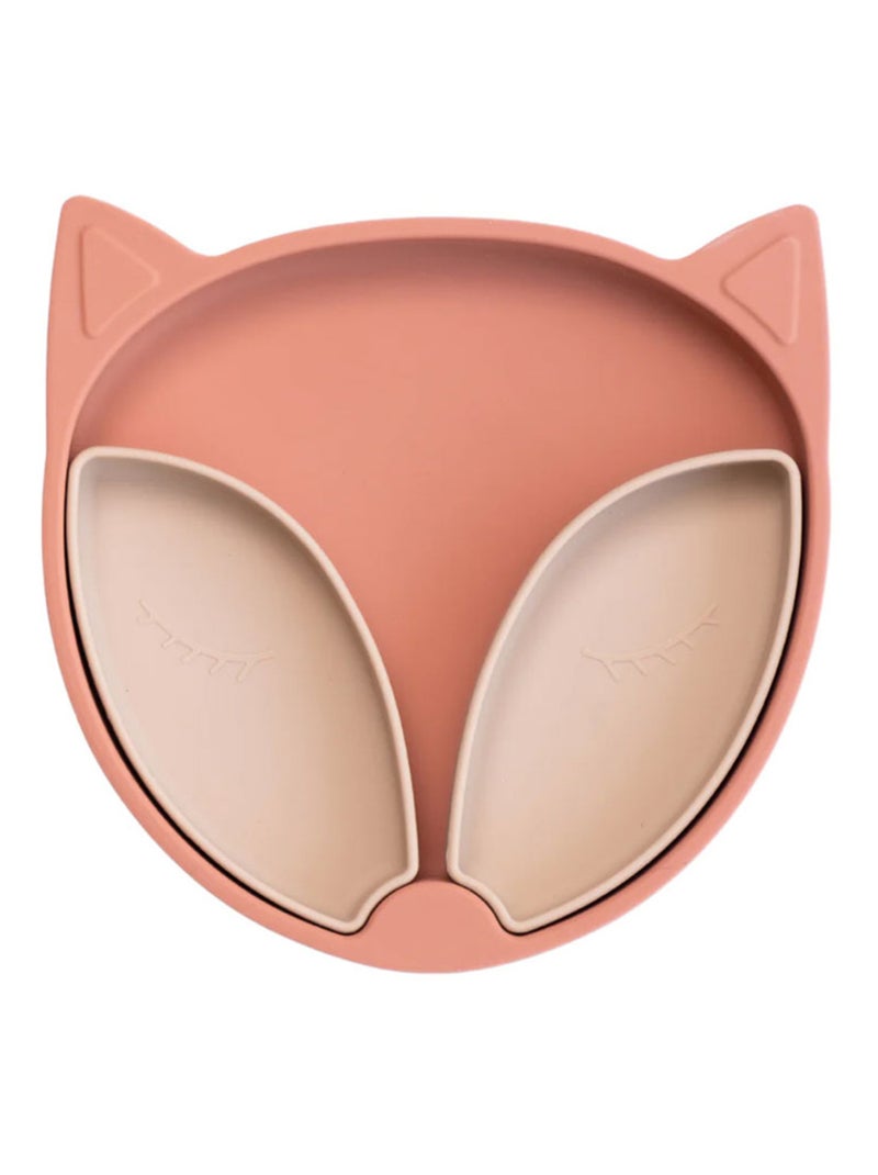 Assiette à compartiments ventousée en silicone Renard Rose - Kiabi