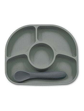 Assiette à compartiments ventousée et cuillère en silicone