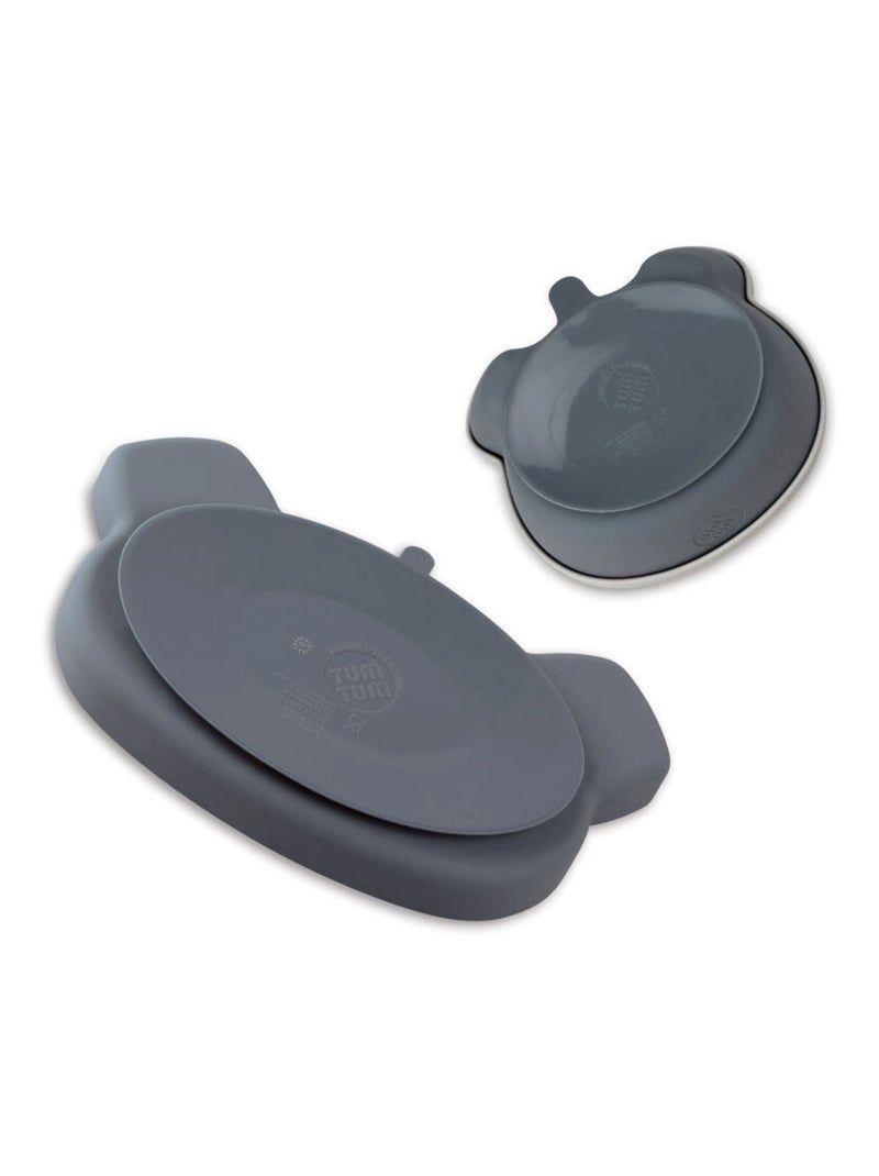 Assiette + Bol ventousés en silicone Koala Gris - Kiabi
