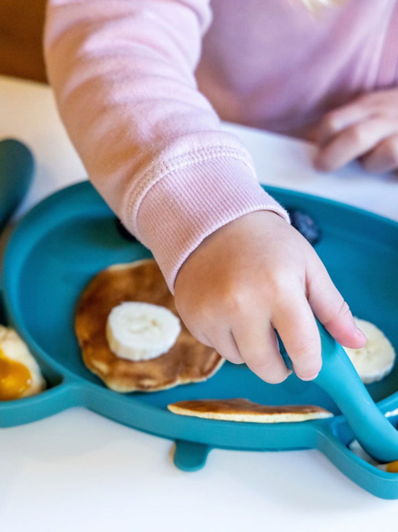 Assiette + Bol ventousés en silicone Ourson bleu Bleu - Kiabi