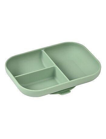 Assiette compartimentée à ventouse en silicone Vert sauge