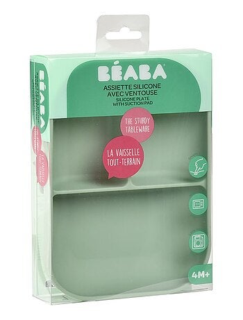 Assiette compartimentée à ventouse en silicone Vert sauge