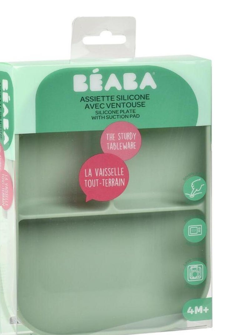 Assiette compartimentée à ventouse en silicone Vert sauge Vert - Kiabi