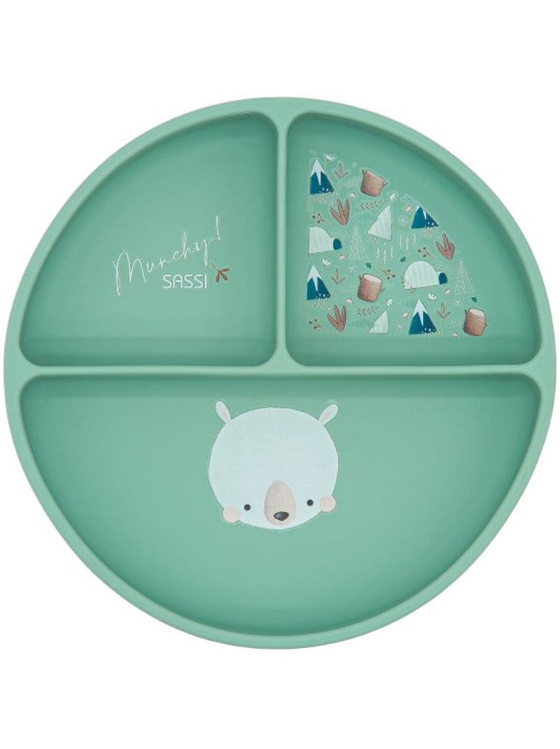 Assiette compartimentée en silicone avec ventouse, Animaux Sassi Junior Bleu - Kiabi