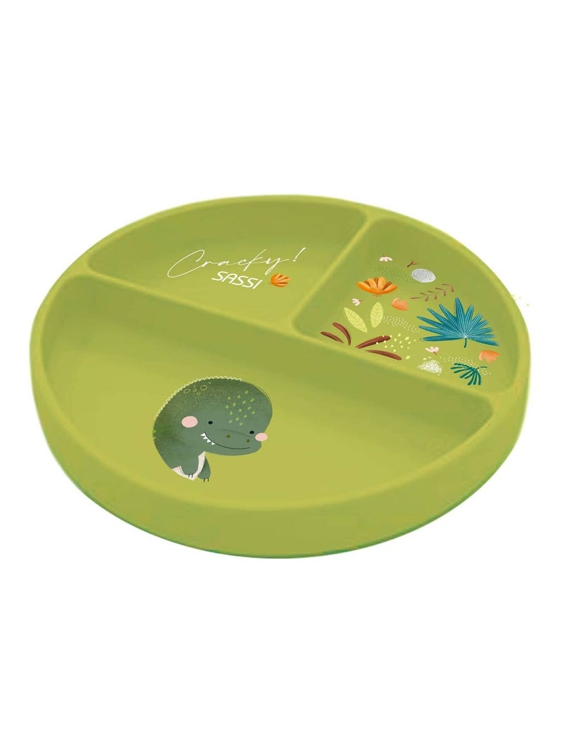 Assiette compartimentée en silicone avec ventouse, Animaux Sassi Junior Vert - Kiabi