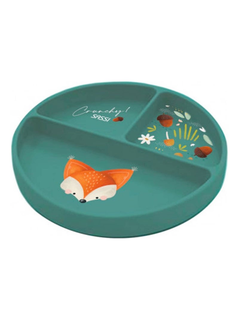 Assiette compartimentée en silicone avec ventouse, Animaux Sassi Junior Vert forêt - Kiabi