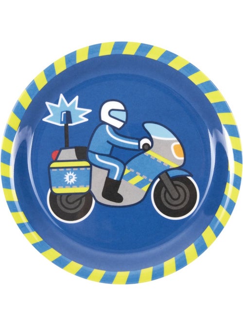 Assiette en mélamine motif Police - Bleue - Kiabi