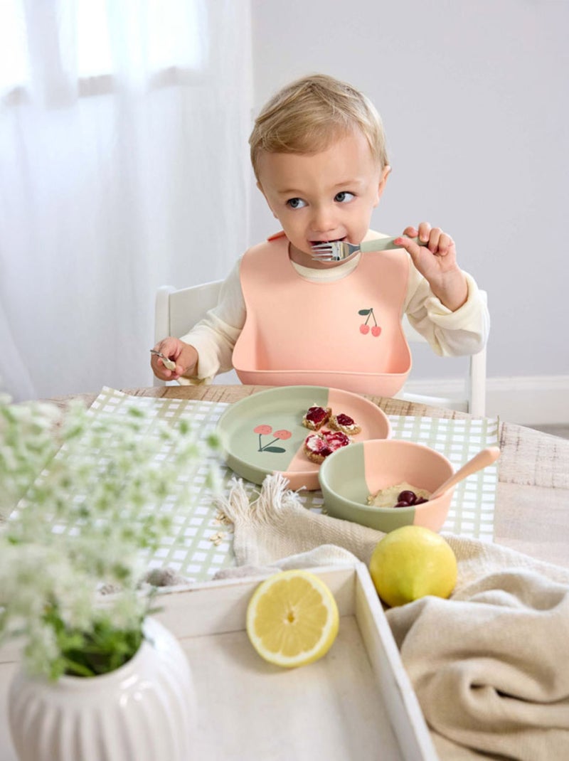 Assiette en silicone - Happy Fruits Cerise Rose - Kiabi