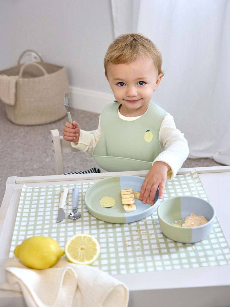 Assiette en silicone Happy Fruits Bleu - Kiabi