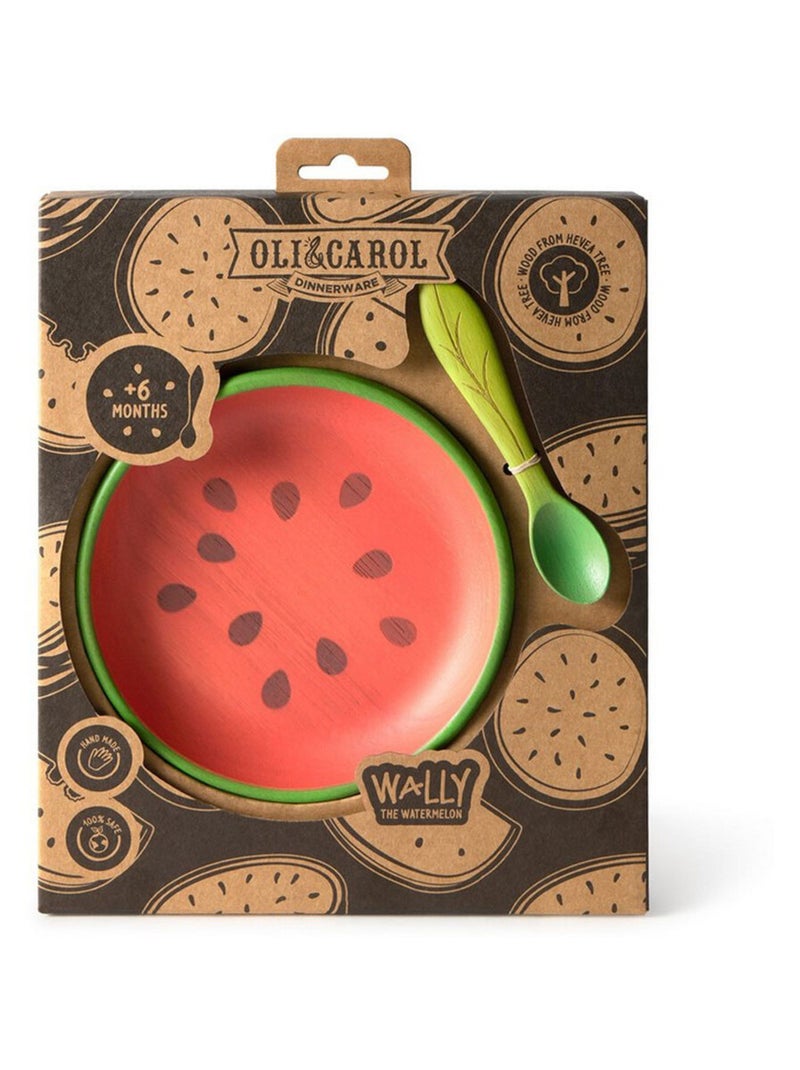 Assiette et sa cuillère Wally la Pastèque Rouge - Kiabi