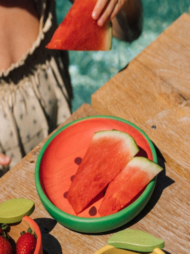 Assiette et sa cuillère Wally la Pastèque Rouge - Kiabi