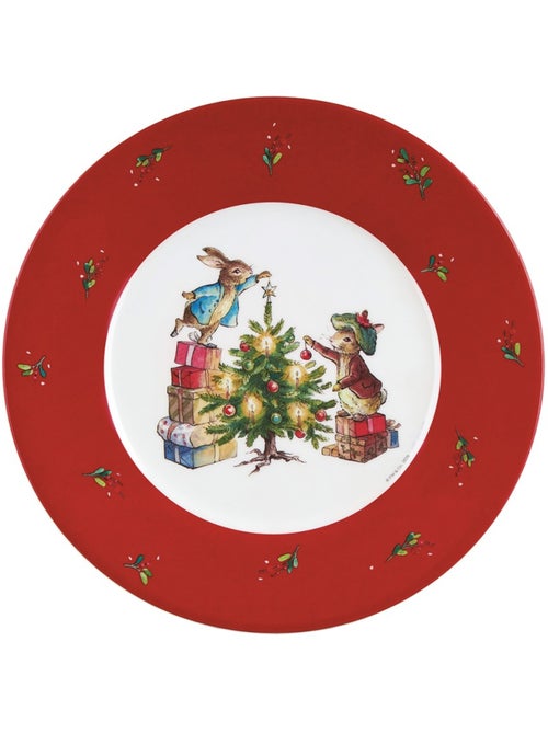 Assiette pierre lapin noël avec jeannot 20 cm - Kiabi