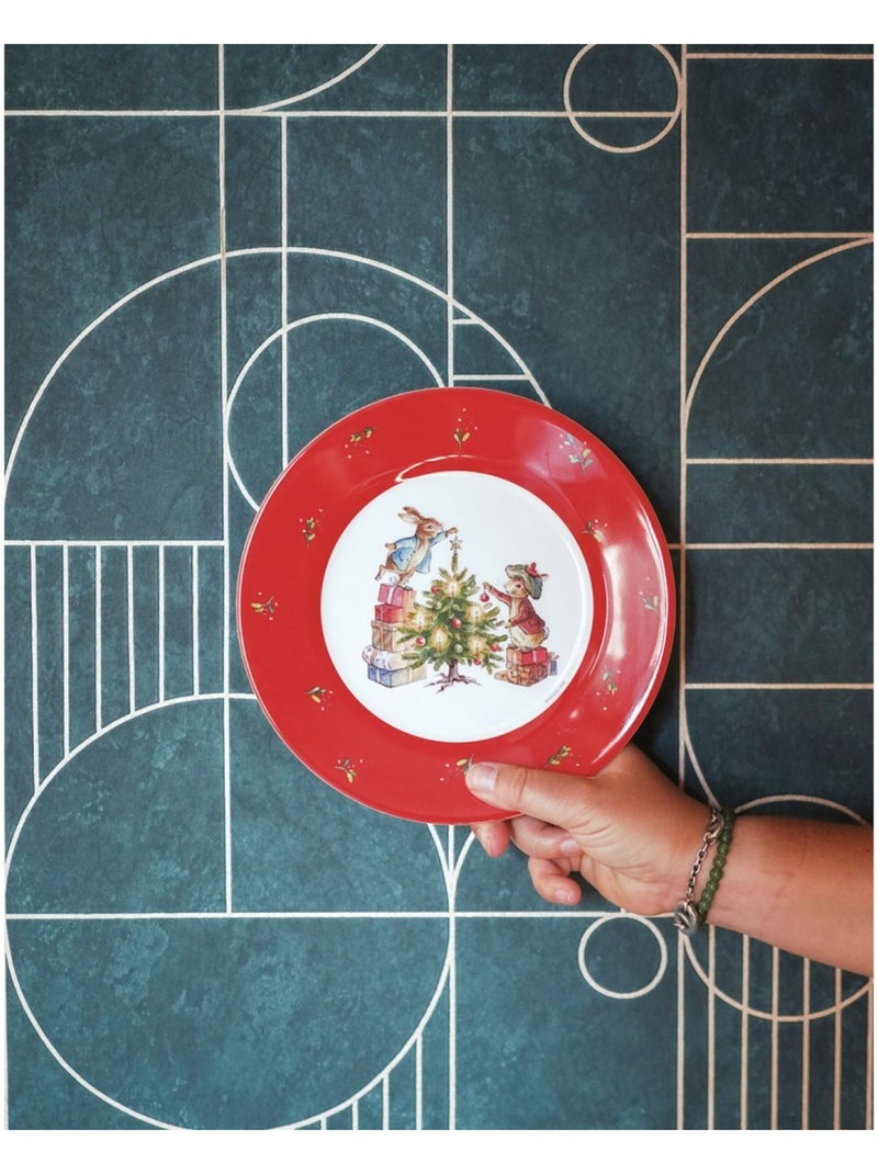 Assiette pierre lapin noël avec jeannot 20 cm Rouge - Kiabi