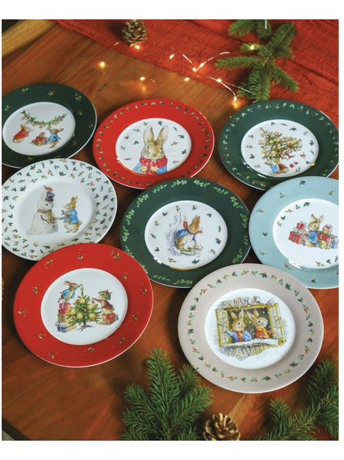 Assiette pierre lapin noël avec jeannot 20 cm - Kiabi