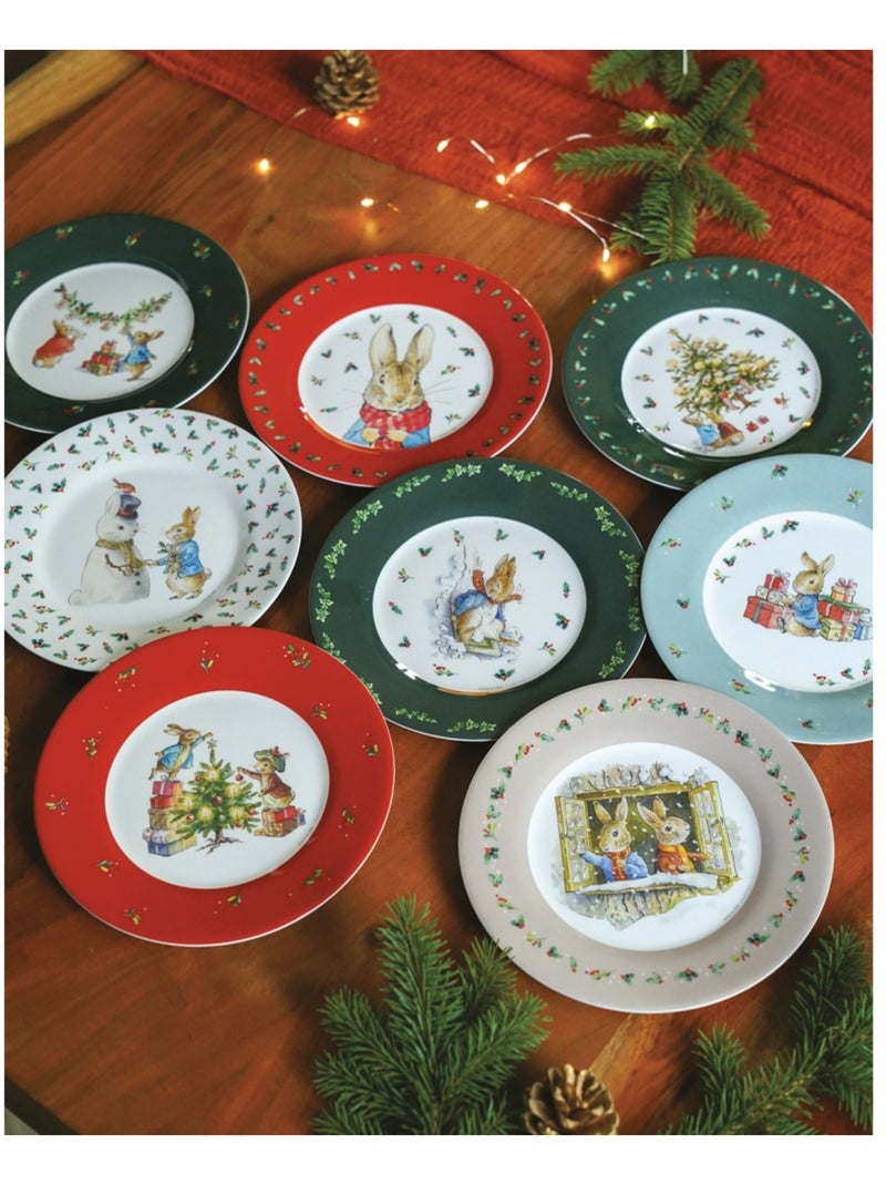 Assiette pierre lapin noël avec jeannot 20 cm Rouge - Kiabi