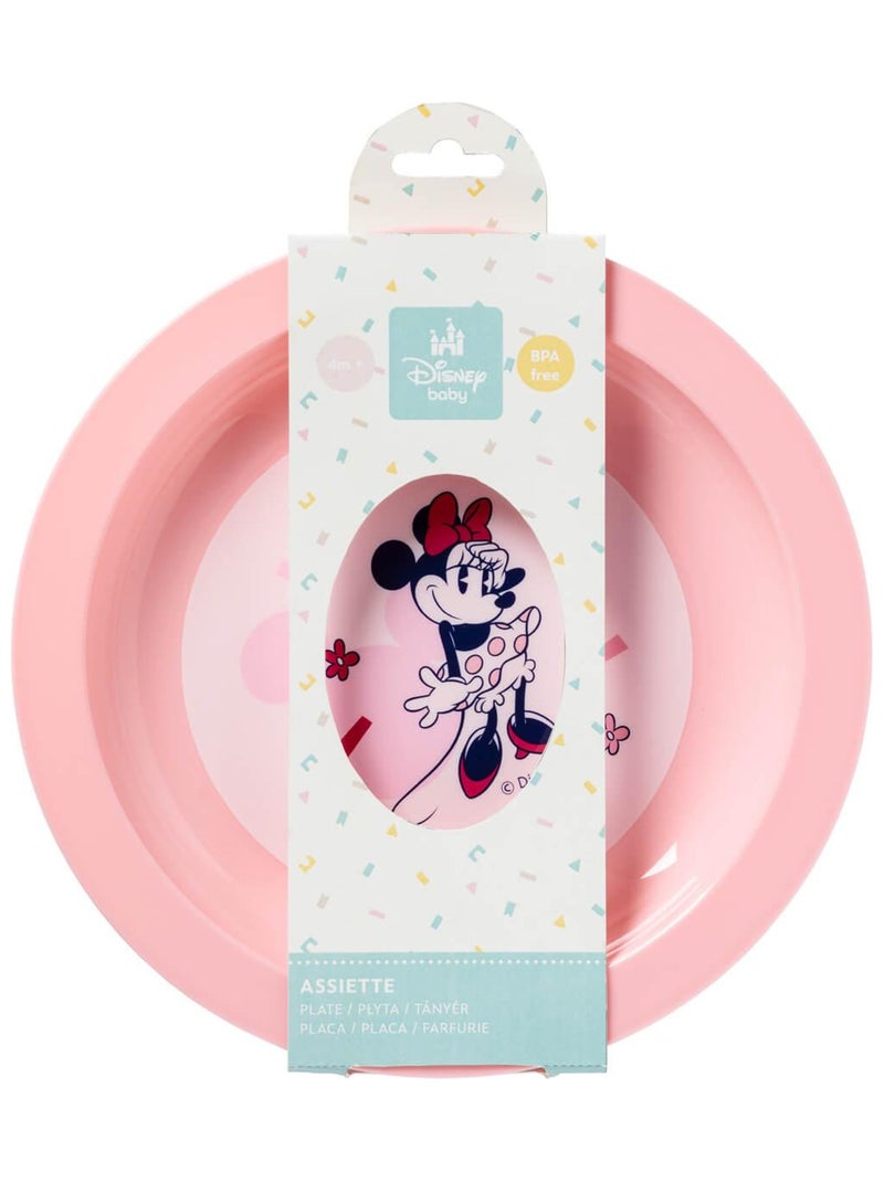 Assiette plate bébé Minnie Confettis Blanc Rose - Kiabi