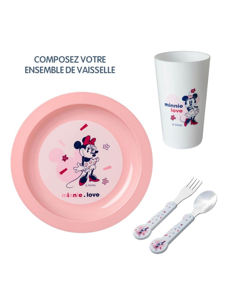Assiette plate bébé Minnie Confettis Blanc Rose - Kiabi