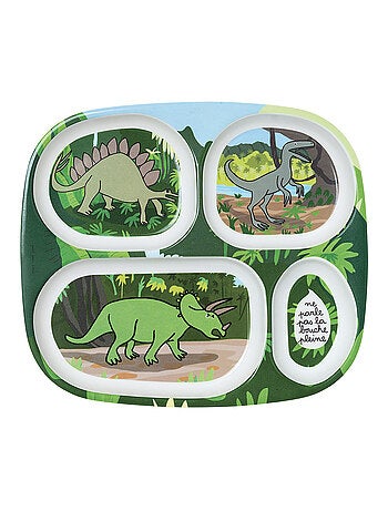 Assiette plateau à compartiments dinosaures