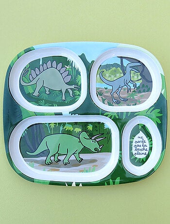 Assiette plateau à compartiments dinosaures