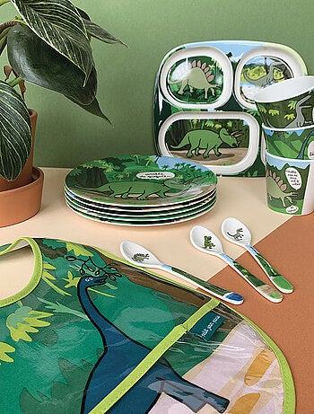 Assiette plateau à compartiments dinosaures